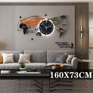 Tranh đồng hồ treo tường bản đồ thế giới CD701
