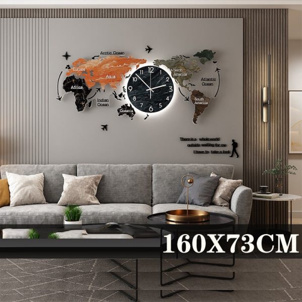 Tranh đồng hồ treo tường bản đồ thế giới CD701