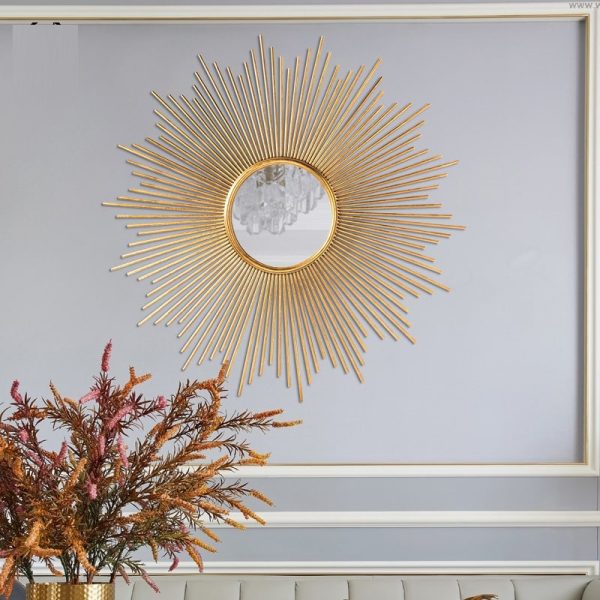 Gương decor mặt trời treo tường đơn giản