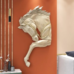 Phù điêu 3D đầu ngựa trang trí