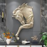 Phù điêu 3D đầu ngựa trang trí