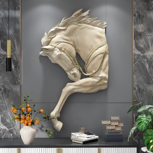 Phù điêu 3D đầu ngựa trang trí