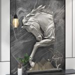 Phù điêu 3D đầu ngựa trang trí