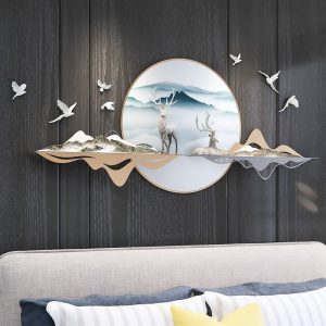 Phù điêu treo tường hươu trên núi độc đáo CD360