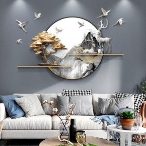 Phù điêu treo tường hươu và núi CD356
