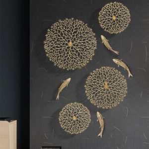 Phù điêu treo tường đàn cá bằng đồng