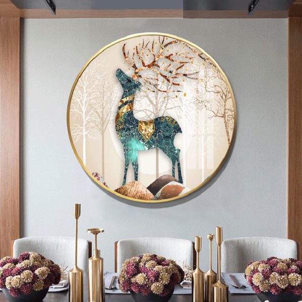 Tranh linh vật phong thủy hình tròn
