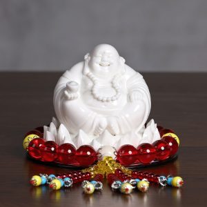 Tượng Di Lặc tọa đài sen chất liệu gốm sứ CD499