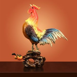 Tượng gà trống gáy bằng đồng