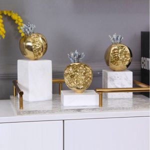 Đồ để bàn bộ ba quả lựa bằng đồng trang trí CD83