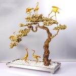 Đồ decor trang trí cao cấp đàn cò dạo chơi bằng đồng