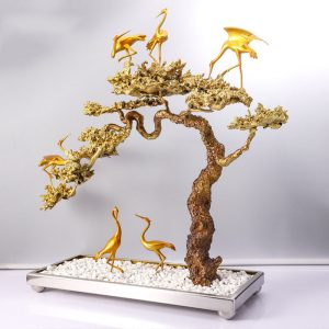 Đồ decor trang trí cao cấp đàn cò dạo chơi bằng đồng