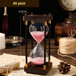 Đồng hồ cát 4 trụ đế gỗ CD246