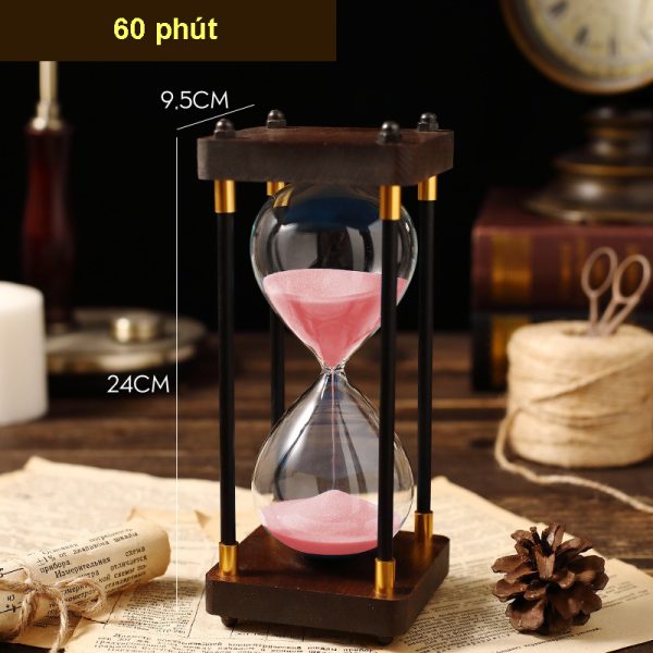 Đồng hồ cát 4 trụ đế gỗ CD246