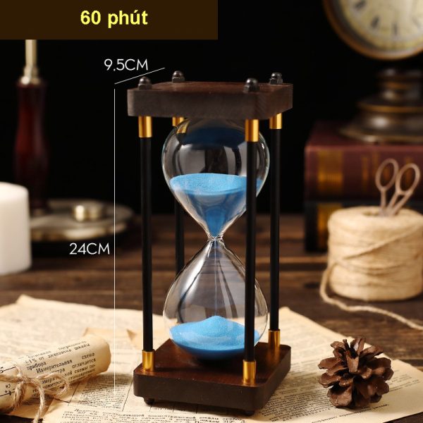 Đồng hồ cát 4 trụ đế gỗ CD246
