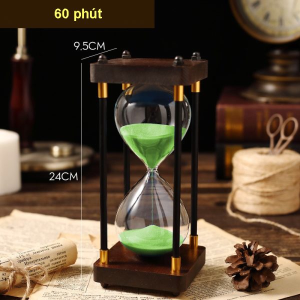 Đồng hồ cát 4 trụ đế gỗ CD246