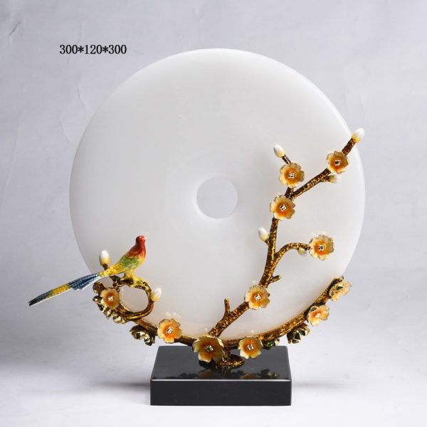 Chim khuyên đậu cành mai đồng điếu ngọc sang trọng