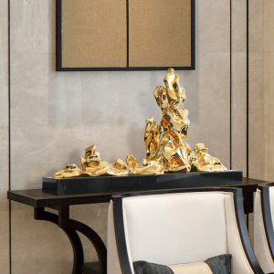 Tượng decor hòn non bộ mạ điện trang trí khách sạn biệt thự