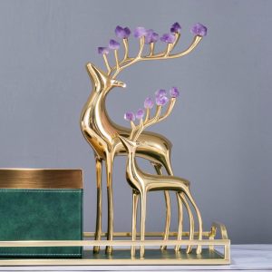 Hươu gắn đá thạch anh tím CD46