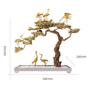 Tượng decor trang trí cao cấp đàn cò dạo chơi bằng đồng