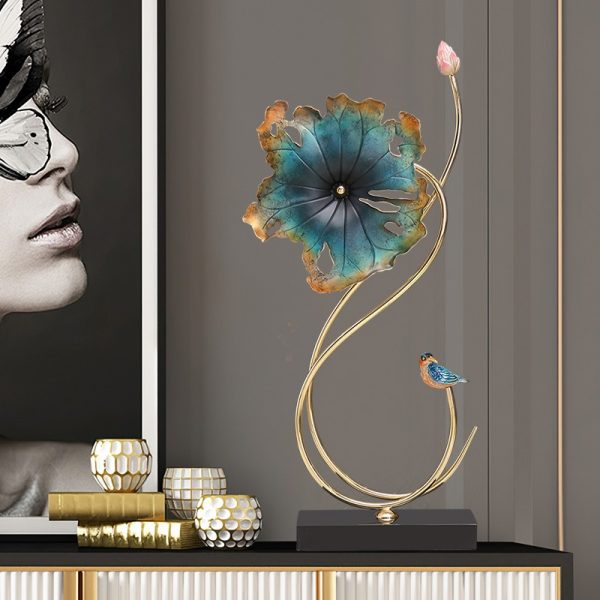 Mẫu decor lá sen bằng đồng trang trí