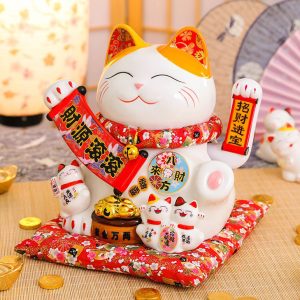 Tượng decor Mèo may mắn bày cửa hàng kinh doanh
