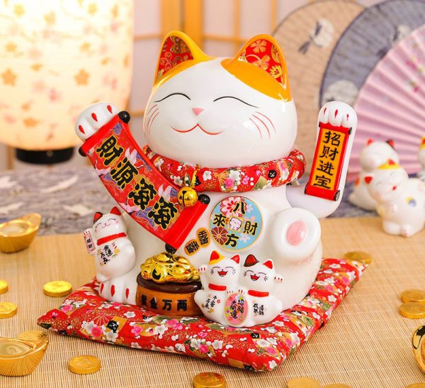 Tượng decor Mèo may mắn bày cửa hàng kinh doanh