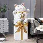 Tượng decor mèo may mắn để sàn trang trí phòng khách