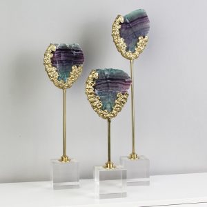 Decor phòng khách mô hình đá thạch anh bằng đồng CD400