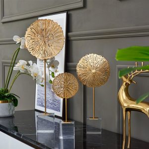 Đồ để bàn bộ lá sen trang trí đẹp CD77