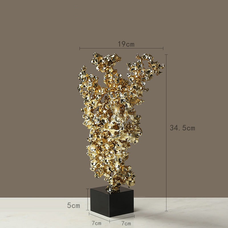 Decor phòng khách mô hình núi dát vàng sang trọng CD409