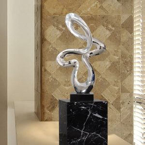 Tượng decor mô hình trìu tượng mạ điện trang trí sảnh khách sạn sáng tạo
