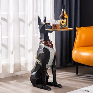 Tượng chó kết hợp khay trang trí phòng khách