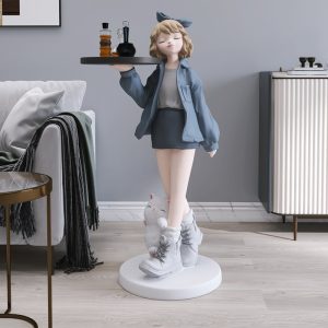Tượng cô gái bồi bàn trang trí phòng khách