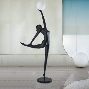 Tượng decor cô gái múa ballet cầm đèn