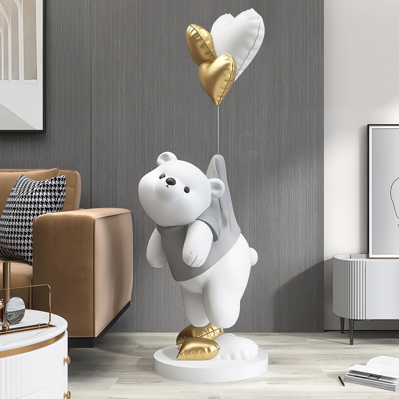 Tượng decor gấu béo để sàn phòng khách