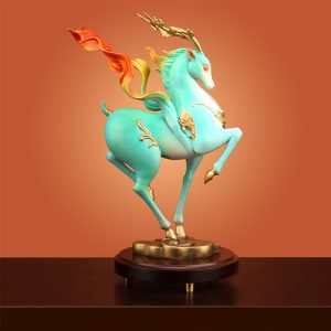 Tượng hươu giải lụa đỏ