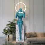 Tượng decor nghệ thuật điêu khắc cầm đèn