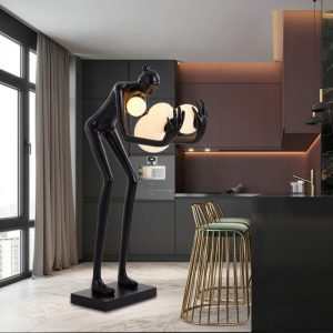 Tượng decor mua tượng nghệ thuật kết hợp đèn sàn trang trí sang trọng