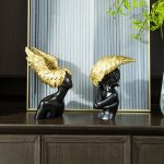 Tượng decor Cặp nam thần nữ thần cánh vàng