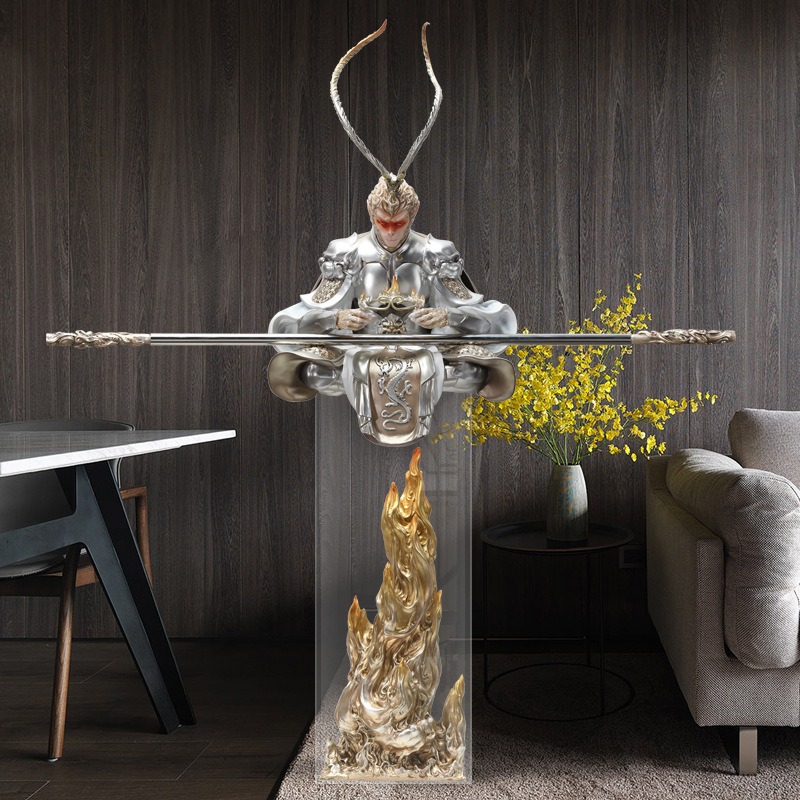 Tượng decor Tôn Ngộ Không ngồi thiền 3D để sàn