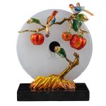 Đồ để bàn cặp chim uyên ương đậu trên cành hồng