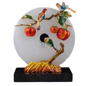 Đồ để bàn cặp chim uyên ương đậu trên cành hồng