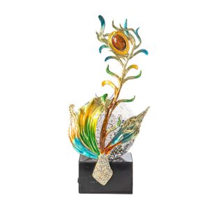 Đồ để bàn lông chim công decor CD1261