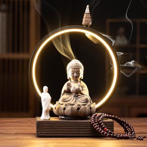 Thác khói trầm hương Phật trên hoa sen