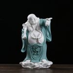 Tượng Phật di lặc cầm gậy như ý decor