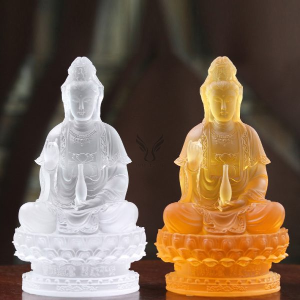 Tượng Quan Thế Âm trai vàng gái ngọc decor