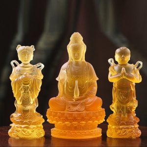 Tượng Quan Thế Âm trai vàng gái ngọc decor