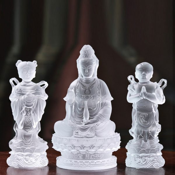Tượng Quan Thế Âm trai vàng gái ngọc decor