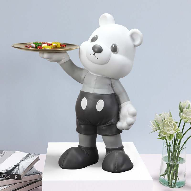 Tượng gấu bưng khay cute  CD1401